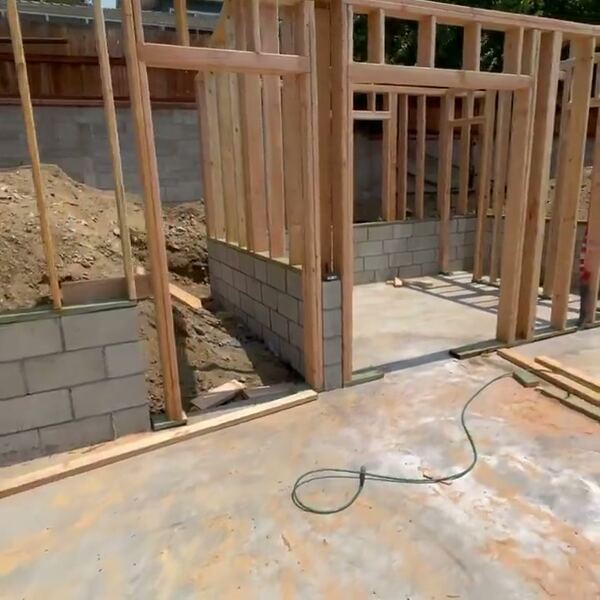 The same ADU on the first day of framing
